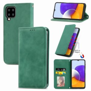 For Samsung Galaxy A22 5G Retro Skin Feel Business Magnetic Horizontal Flip Leather Case With Holder & Card Slots & Wallet & Photo Frame(Green) (OEM)