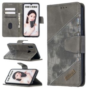 For Huawei P Smart (2019) Matching Color Crocodile Texture Horizontal Flip PU Leather Case with Holder & Card Slots & Wallet(Grey) (OEM)