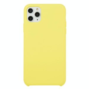 For iPhone 11 Pro Max Solid Color Solid Silicone Shockproof Case(Shiny Yellow) (OEM)