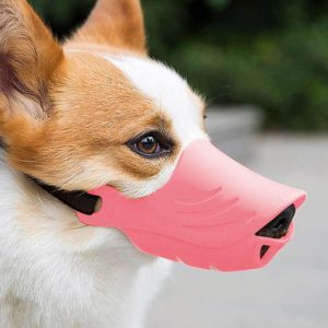 Dog Muzzle Cover Tedike Fund Fur Dog Muzzle Cover Anti-Bite Mouth Cover Silicone Supplies, Specification: S(Pink) (OEM)