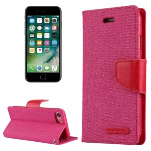 GOOSPERY CANVAS DIARY for iPhone 8 & 7 Canvas Texture Horizontal Flip Leather Case with Card Slots & Wallet & Holder(Magenta) (GOOSPERY) (OEM)
