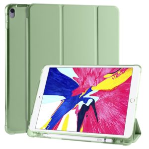 For iPad Pro 10.5 inch / Air 3 10.5 inch 3-folding Horizontal Flip PU Leather + Shockproof TPU Case with Holder & Pen Slot(Matcha Green) (OEM)