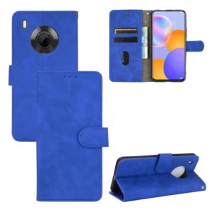 For Huawei Y9a Solid Color Skin Feel Magnetic Buckle Horizontal Flip Calf Texture PU Leather Case with Holder & Card Slots & Wallet(Blue) (OEM)