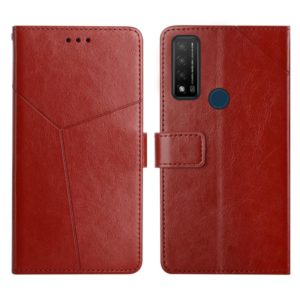 For TCL 20 R 5G Y Stitching Horizontal Flip Leather Phone Case(Brown) (OEM)