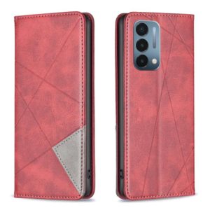 For OnePlus Nord N200 5G Prismatic Invisible Magnetic Leather Phone Case(Red) (OEM)