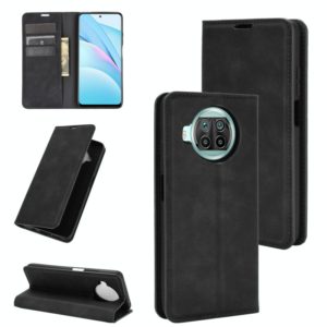 For Xiaomi Mi 10T Lite Retro-skin Business Magnetic Suction Leather Case with Holder & Card Slots & Wallet(Black) (OEM)