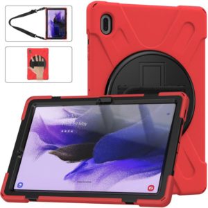 For Samsung Galaxy Tab S7 FE T730 / S7+ / S9+ /S8+ Silicone + PC Protective Case with Holder & Shoulder Strap(Red) (OEM)