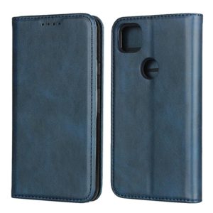 For Google Pixel 4a 4G Calf Texture Magnetic Horizontal Flip Leather Case with Holder & Card Slots & Wallet(Blue) (OEM)