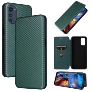 For Motorola Moto E32 4G Carbon Fiber Texture Horizontal Flip Leather Phone Case(Green) (OEM)