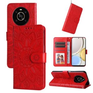 For Honor X30 / X9 5G / 4G Embossed Sunflower Leather Phone Case(Red) (OEM)