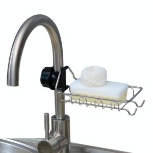 Faucet Rack Stainless Steel Perforated Free Kitchen Sink Storage Rack Rag Sponge Drain Rack, Style:Type A (OEM)