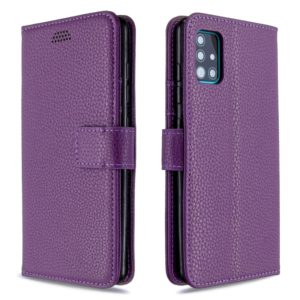 For Galaxy A51 Litchi Texture Horizontal Flip Leather Case with Holder & Card Slots & Wallet & Photo Frame(purple) (OEM)