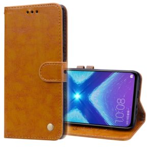 Business Style Oil Wax Texture Horizontal Flip Leather Case for Huawei Honor 8X, with Holder & Card Slots & Wallet(Light Brown) (OEM)