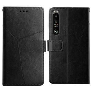 For Sony Xperia 1 III Y Stitching Horizontal Flip Leather Phone Case with Holder & Card Slots & Wallet & Photo Frame(Black) (OEM)