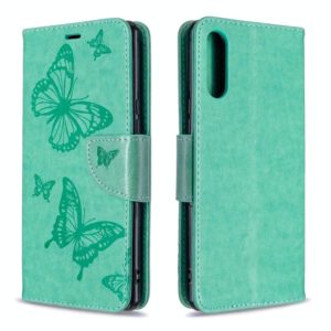 For Sony Xperia L4 Two Butterflies Embossing Pattern Horizontal Flip Leather Case with Holder & Card Slot & Wallet & Lanyard(Green) (OEM)