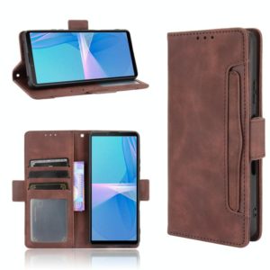 For Sony Xperia 10 III Skin Feel Calf Pattern Horizontal Flip Leather Case with Holder & Card Slots & Photo Frame(Brown) (OEM)
