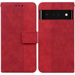 For Google Pixel 6 Pro Geometric Embossed Leather Phone Case(Red) (OEM)