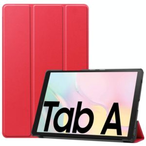 For Samsung Galaxy Tab A7 2020 T500 Custer Texture Horizontal Flip Leather Case with Three-folding Holder & Sleep / Wake-up Function(Red) (OEM)