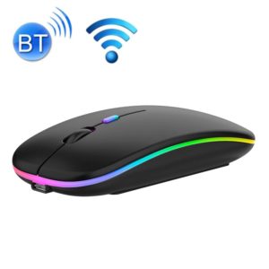3 Keys RGB Backlit Silent Bluetooth Wireless Dual Mode Mouse(Black) (OEM)