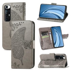 For Xiaomi Mi 10S Butterfly Love Flowers Embossed Horizontal Flip Leather Case with Holder & Card Slots & Wallet & Lanyard(Gray) (OEM)