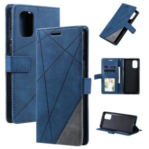 For OnePlus 8T Skin Feel Splicing Horizontal Flip Leather Case with Holder & Card Slots & Wallet & Photo Frame(Blue) (OEM)