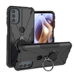 For Motorola Moto G41 Armor Bear Shockproof PC + TPU Phone Protective Case with Ring Holder(Black) (OEM)