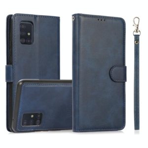 For Samsung Galaxy A51 5G Calf Texture 2 in 1 Detachable Magnetic Back Cover Horizontal Flip Leather Case with Holder & Card Slots & Wallet & Photo Frame(Blue) (OEM)