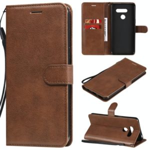 For LG K50S Solid Color Horizontal Flip Protective Leather Case with Holder & Card Slots & Wallet & Photo Frame & Lanyard(Brown) (OEM)