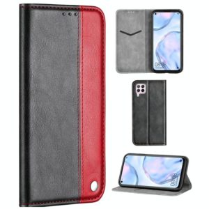 For Huawei P40 Lite Business Solid Color Stitching Multifunctional Horizontal Flip Leather Case with Bracket & Card Slots(Red) (OEM)
