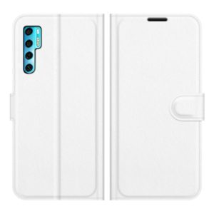 For TCL 20 Pro 5G Litchi Texture Horizontal Flip Protective Case with Holder & Card Slots & Wallet(White) (OEM)