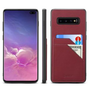For Galaxy S10 Plus Denior V1 Luxury Car Cowhide Leather Protective Case with Double Card Slots(Dark Red) (Denior) (OEM)