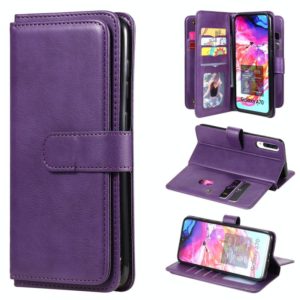 For Samsung Galaxy A70 Multifunctional Magnetic Copper Buckle Horizontal Flip Solid Color Leather Case with 10 Card Slots & Wallet & Holder & Photo Frame(Purple) (OEM)