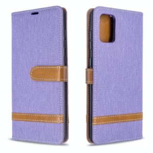 For Galaxy A71 Color Matching Denim Texture Horizontal Flip PU Leather Case with Holder & Card Slots & Wallet & Lanyard(Purple) (OEM)