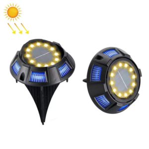 Outdoor Solar Underground Lamp Rotating Buried Lawn Lamp , Spec: 8 LEDs Warm+Blue Light (Plastic Shell) (OEM)