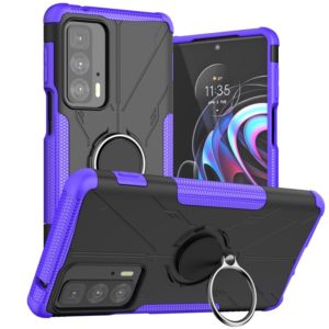 For Motorola Edge 20 Pro Armor Bear Shockproof PC + TPU Phone Protective Case with Ring Holder(Purple) (OEM)