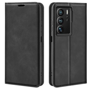For ZTE Axon 40 Ultra Retro-skin Magnetic Suction Leather Phone Case(Black) (OEM)