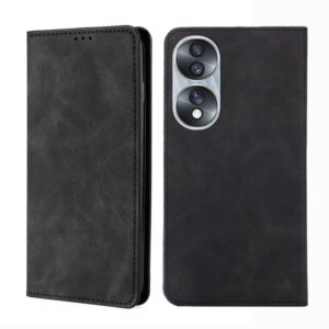 For Honor 70 Skin Feel Magnetic Horizontal Flip Leather Phone Case(Black) (OEM)