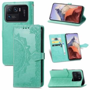 For Xiaomi Mi 11 Ultra Mandala Embossing Pattern Horizontal Flip Leather Case with Holder & Card Slots & Wallet & Lanyard(Green) (OEM)