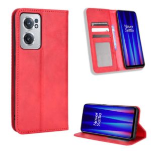 For OnePlus Nord CE 2 5G Magnetic Buckle Retro Texture Leather Phone Case(Red) (OEM)
