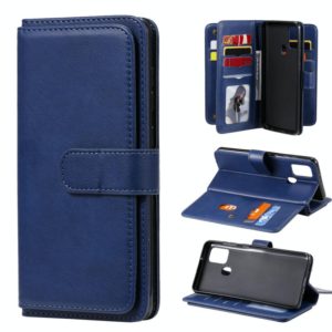 For Samsung Galaxy A21s Multifunctional Magnetic Copper Buckle Horizontal Flip Solid Color Leather Case with 10 Card Slots & Wallet & Holder & Photo Frame(Dark Blue) (OEM)