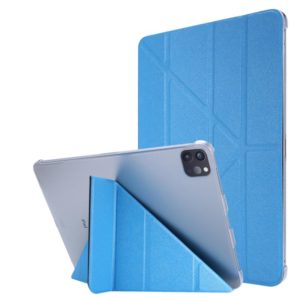 Silk Texture Horizontal Deformation Flip Leather Case with Three-folding Holder For iPad Air 2022 / 2020 10.9(Light Blue) (OEM)