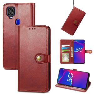 For ZTE Axon 11 SE 5G Solid Color Leather Buckle Phone Case with Lanyard & Photo Frame & Card Slot & Wallet & Stand Function(Red) (OEM)