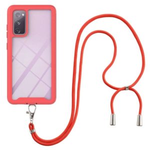 For Samsung Galaxy S20 FE 5G / 4G Starry Sky Solid Color Series Shockproof PC + TPU Protective Case with Neck Strap(Red) (OEM)