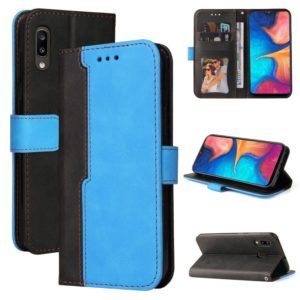 For Samsung Galaxy A20 / A30 Business Stitching-Color Horizontal Flip PU Leather Case with Holder & Card Slots & Photo Frame(Blue) (OEM)