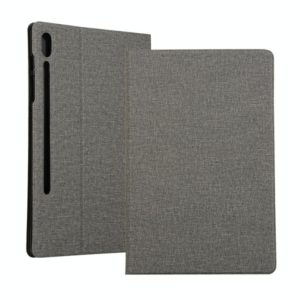 For Samsung Galaxy Tab S7 T870 2020 / Tab S8 Voltage Stretch Fabric Texture Leather Case with Holder(Gray) (OEM)