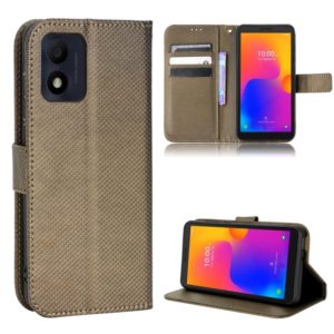 For TCL 303 / Alcatel 1B 2022 Diamond Texture Leather Phone Case(Brown) (OEM)