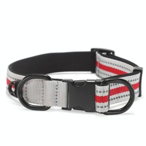 Dog Reflective Nylon Collar, Specification: S(Black red buckle) (OEM)