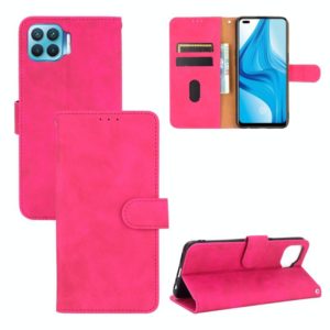 For OPPO F17 Pro / A93 / Reno4 Lite Solid Color Skin Feel Magnetic Buckle Horizontal Flip Calf Texture PU Leather Case with Holder & Card Slots & Wallet(Rose Red) (OEM)