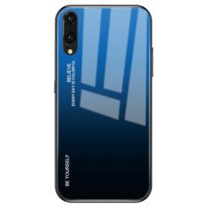 For Huawei P20 Gradient Color Glass Case(Blue) (OEM)