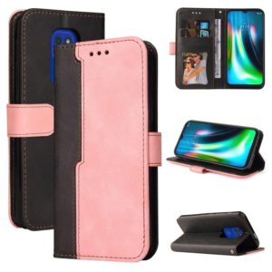 For Motorola Moto G9 Play / E7 Plus Business Stitching-Color Horizontal Flip PU Leather Case with Holder & Card Slots & Photo Frame(Pink) (OEM)